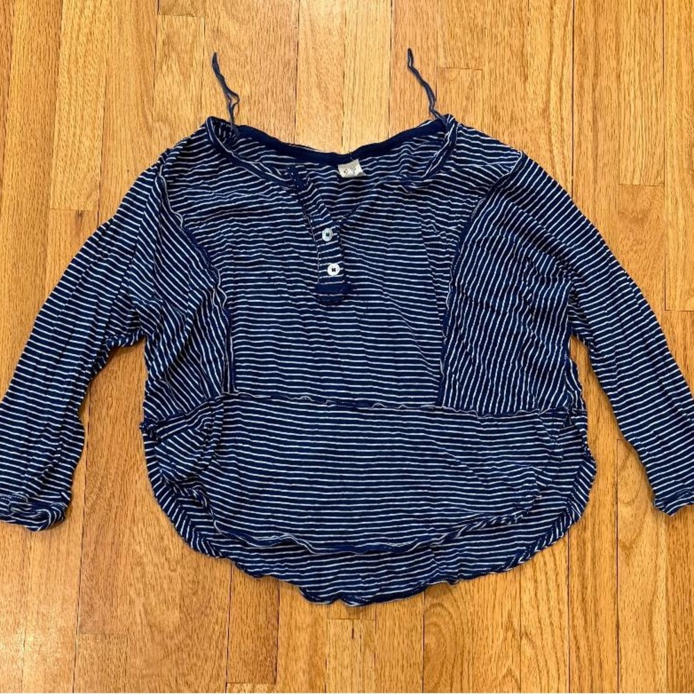 We The Free Navy Striped Long Sleeve Top